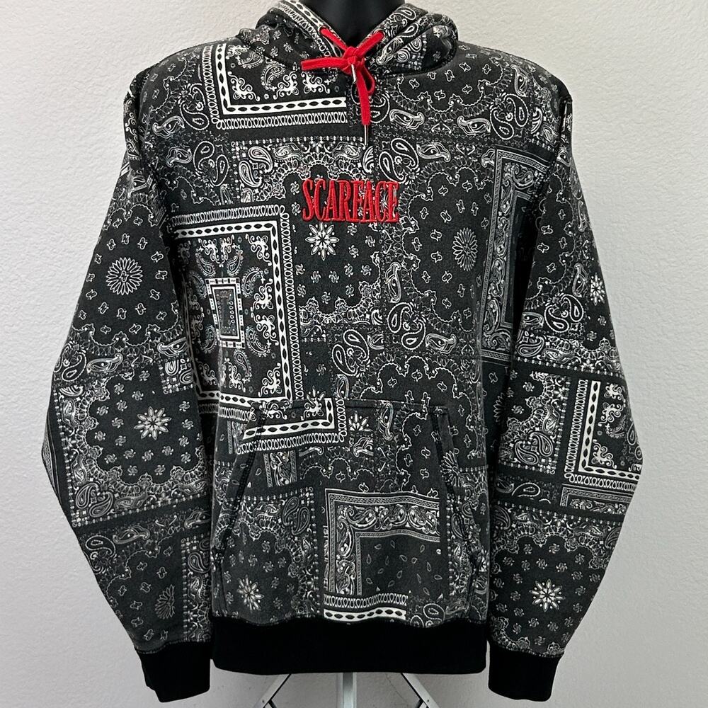 Scarface x Shoe Palace Bandana Hoodie Mens L Large Hooded Sweatshirt Logo Black